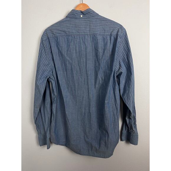 Chubbies‎ Men’s L Blue Green Striped Long Sleeve Button Down Shirt Casual Preppy - Picture 3 of 9